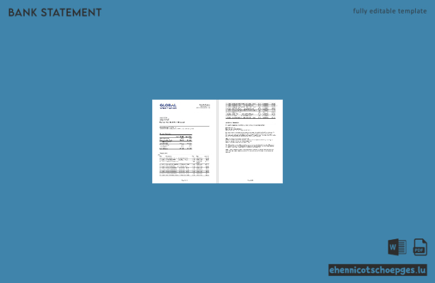 Kontoauszug der USA Alaska Global Credit Union (Word-Format, 2 Seiten), Beispielvorschau